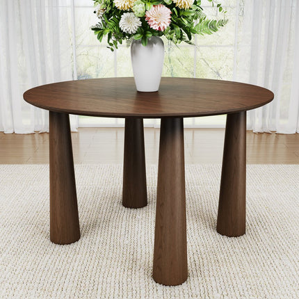 59" Walnut Wood Round Top Dining Table