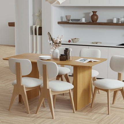 67" Natural Wood Double Pedestal Base Dining Table