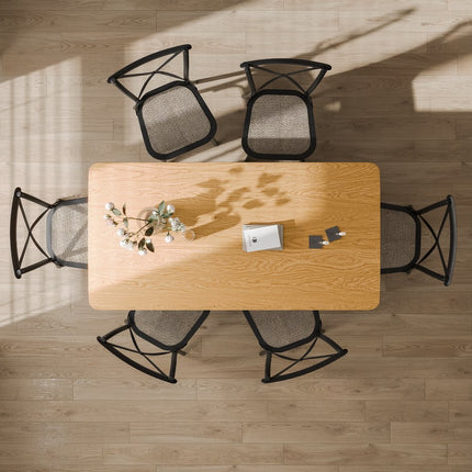 67" Natural Wood Double Pedestal Base Dining Table