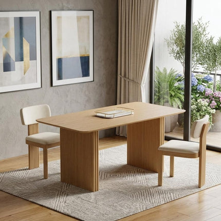 67" Natural Wood Double Pedestal Base Dining Table