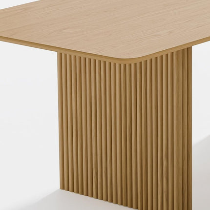 79" Natural Solid Wood Double Pedestal Base Square Dining Table