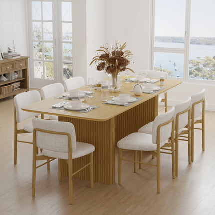 79" Natural Solid Wood Double Pedestal Base Square Dining Table