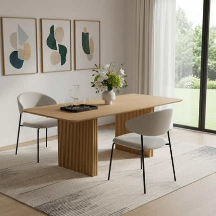 79" Natural Solid Wood Double Pedestal Base Square Dining Table