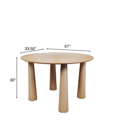 67" Natural Solid Wood Oval Dining Table