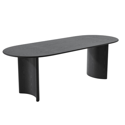 67" Black Wood Double Pedestal Base Oval Dining Table