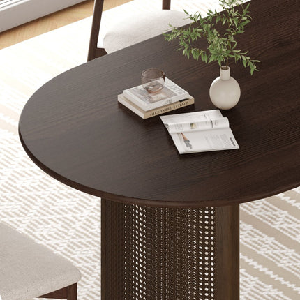67" Walnut Wood Double Pedestal Base Oval Dining Table