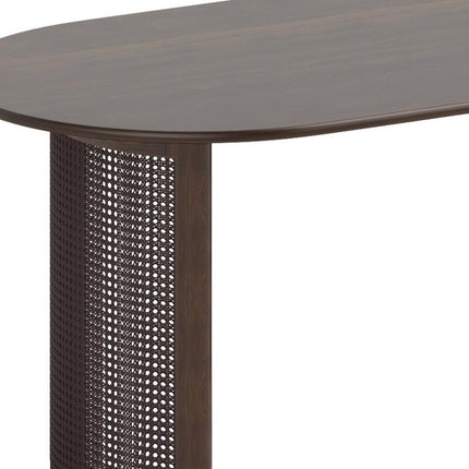 67" Walnut Wood Double Pedestal Base Oval Dining Table