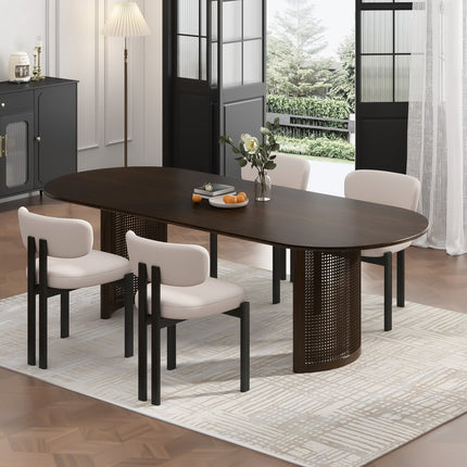 67" Walnut Wood Double Pedestal Base Oval Dining Table