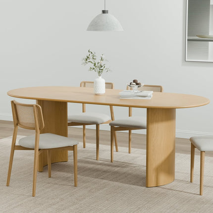 67" Natural Solid Wood Double Pedestal Base Oval Dining Table