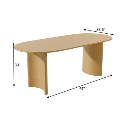 67" Natural Solid Wood Double Pedestal Base Oval Dining Table
