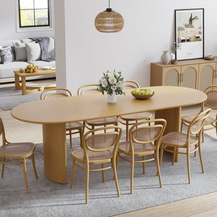67" Natural Wood Double Pedestal Base Oval Dining Table