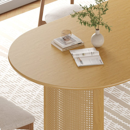 67" Natural Solid Wood Double Pedestal Base Oval Dining Table
