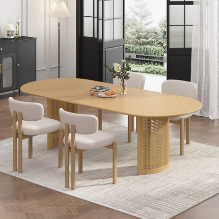 67" Natural Solid Wood Double Pedestal Base Oval Dining Table