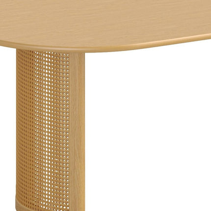 67" Natural Solid Wood Double Pedestal Base Oval Dining Table