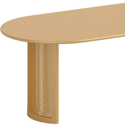 67" Natural Solid Wood Double Pedestal Base Oval Dining Table