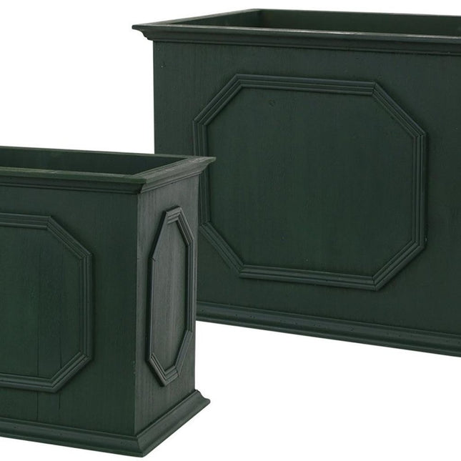 Set of Three Green Wood 107 Ounce Rectangular Planter Boxes
