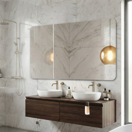 30" Silver Square Frameless Bathroom Vanity Mirror