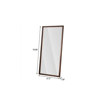 71" Burnished Brown Wood Square Wall Mounted And Leaning Framed Full Length Mirror