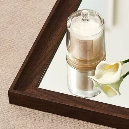 71" Burnished Brown Wood Square Wall Mounted And Leaning Framed Full Length Mirror