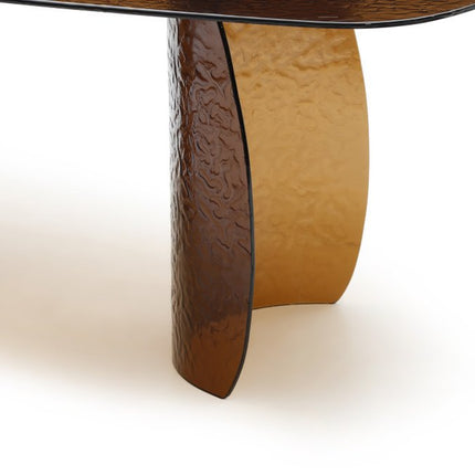 94" Bronze Glass Double Pedestal Base Dining Table