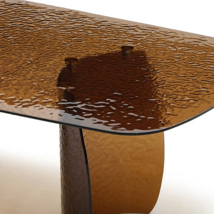 94" Bronze Glass Double Pedestal Base Dining Table