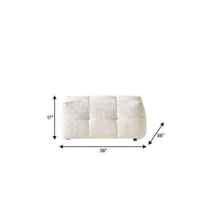 36" Beige and Black Chenille Tufted Pouf Ottoman