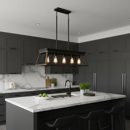 Kitchen Island 5 Light Metal Ceiling Light