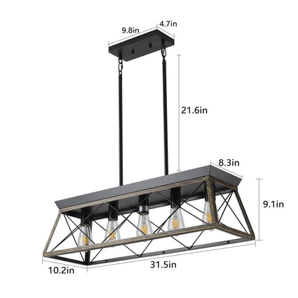 Kitchen Island 5 Light Metal Ceiling Light