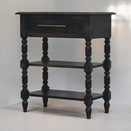 28" Dark Brown Solid Wood One Drawer Nightstand