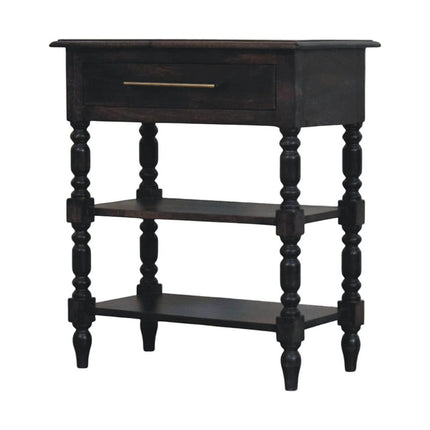 28" Dark Brown Solid Wood One Drawer Nightstand