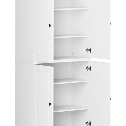 72" White Solid Wood Four Door Pantry Or Storage Closet