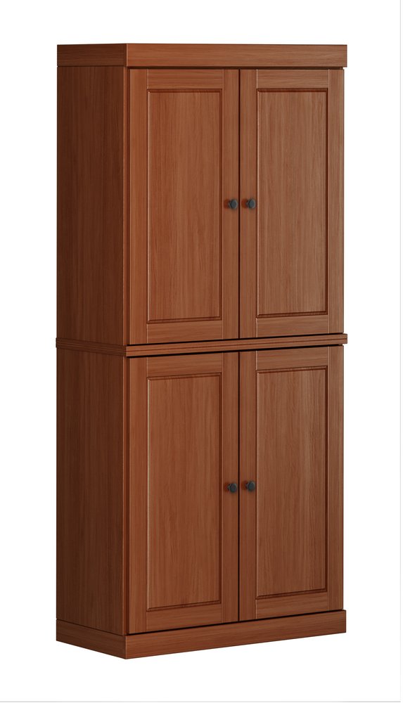 72" Coffee Solid Wood Four Door Pantry Or Storage Closet