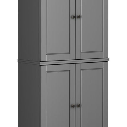 72" Gray Solid Wood Four Door Pantry Or Storage Closet