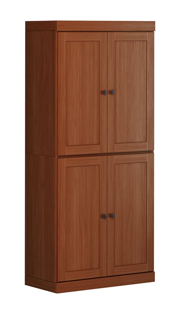 72" Coffee Solid Wood Four Door Pantry Or Storage Closet