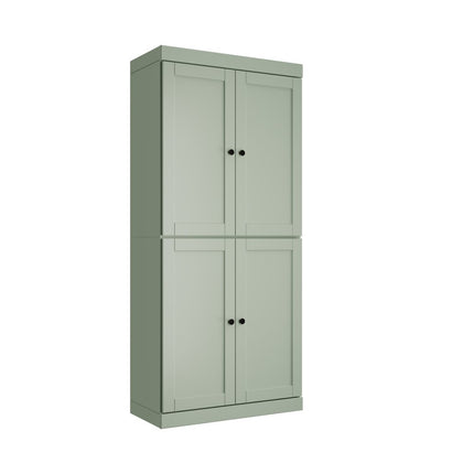72" Sage Solid Wood Four Door Pantry Or Storage Closet