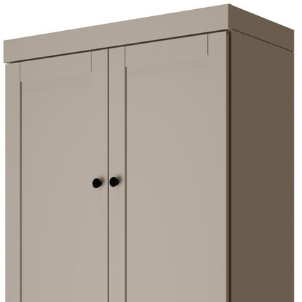 72" Beige Solid Wood Four Door Pantry Or Storage Closet