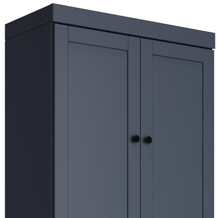 72" French Blue Solid Wood Four Door Pantry Or Storage Closet