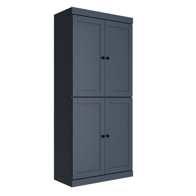 72" French Blue Solid Wood Four Door Pantry Or Storage Closet