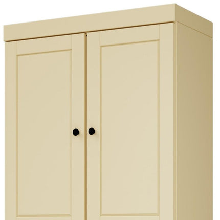 72" Yellow Solid Wood Four Door Two Drawer Pantry Or Storage Closet