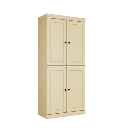 72" Yellow Solid Wood Four Door Two Drawer Pantry Or Storage Closet