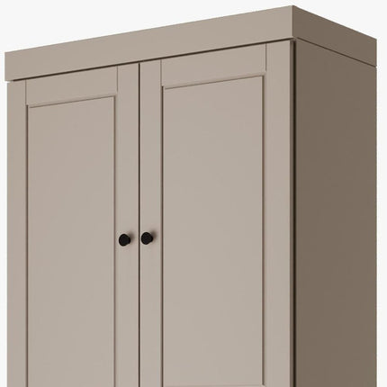 72" Beige Solid Wood Four Door Two Drawer Pantry Or Storage Closet