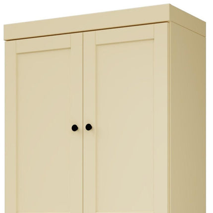 72" Yellow Solid Wood Four Door Two Drawer Pantry Or Storage Closet