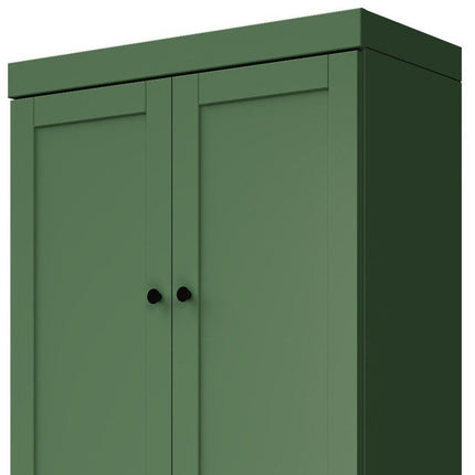 72" Green Solid Wood Four Door Two Drawer Pantry Or Storage Closet