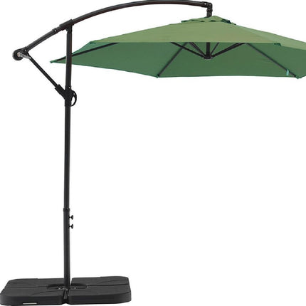 97" Green Polyester Hexagonal Cantilever Patio Umbrella with Stand