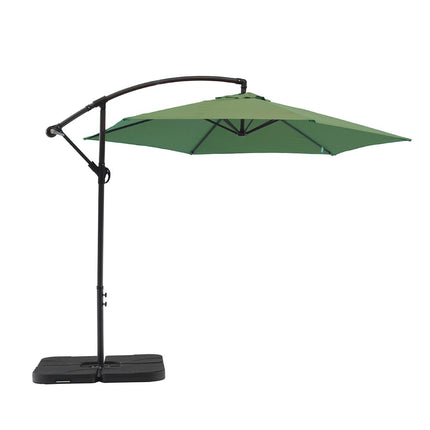 97" Green Polyester Hexagonal Cantilever Patio Umbrella with Stand