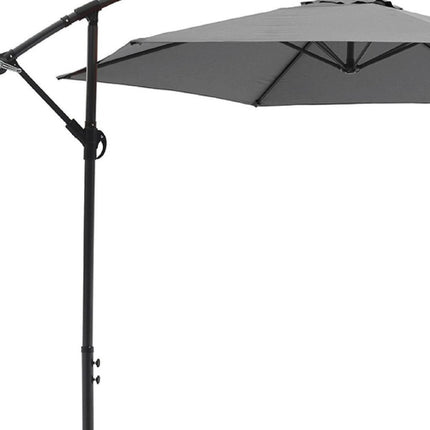 97" Gray Polyester Hexagonal Cantilever Patio Umbrella with Stand