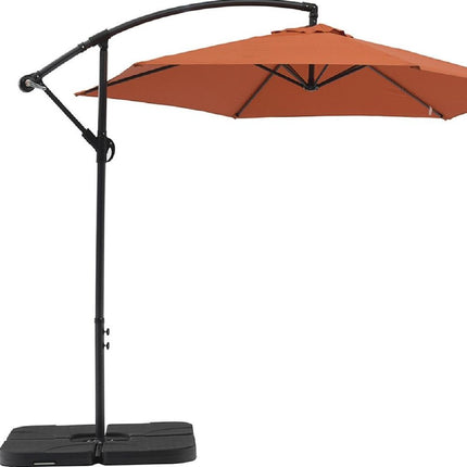 97" Orange Polyester Hexagonal Cantilever Patio Umbrella with Stand
