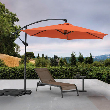 97" Orange Polyester Hexagonal Cantilever Patio Umbrella with Stand