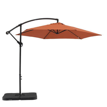 97" Orange Polyester Hexagonal Cantilever Patio Umbrella with Stand