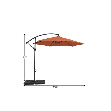 97" Orange Polyester Hexagonal Cantilever Patio Umbrella with Stand